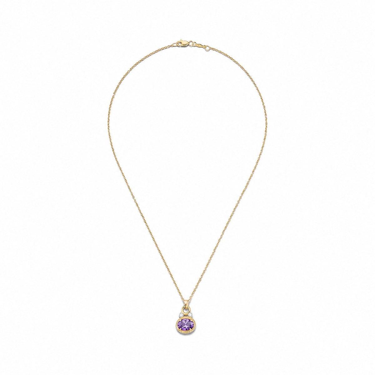 14K Gold 0.05 ct. tw. Dia. & 2.7CT 8x10mm Amethyst Oval Pendant Slide