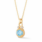 14K Gold 0.05 ct. tw. Dia. & 3.0CT 8x10mm Blue Topaz Oval Pendant Slide