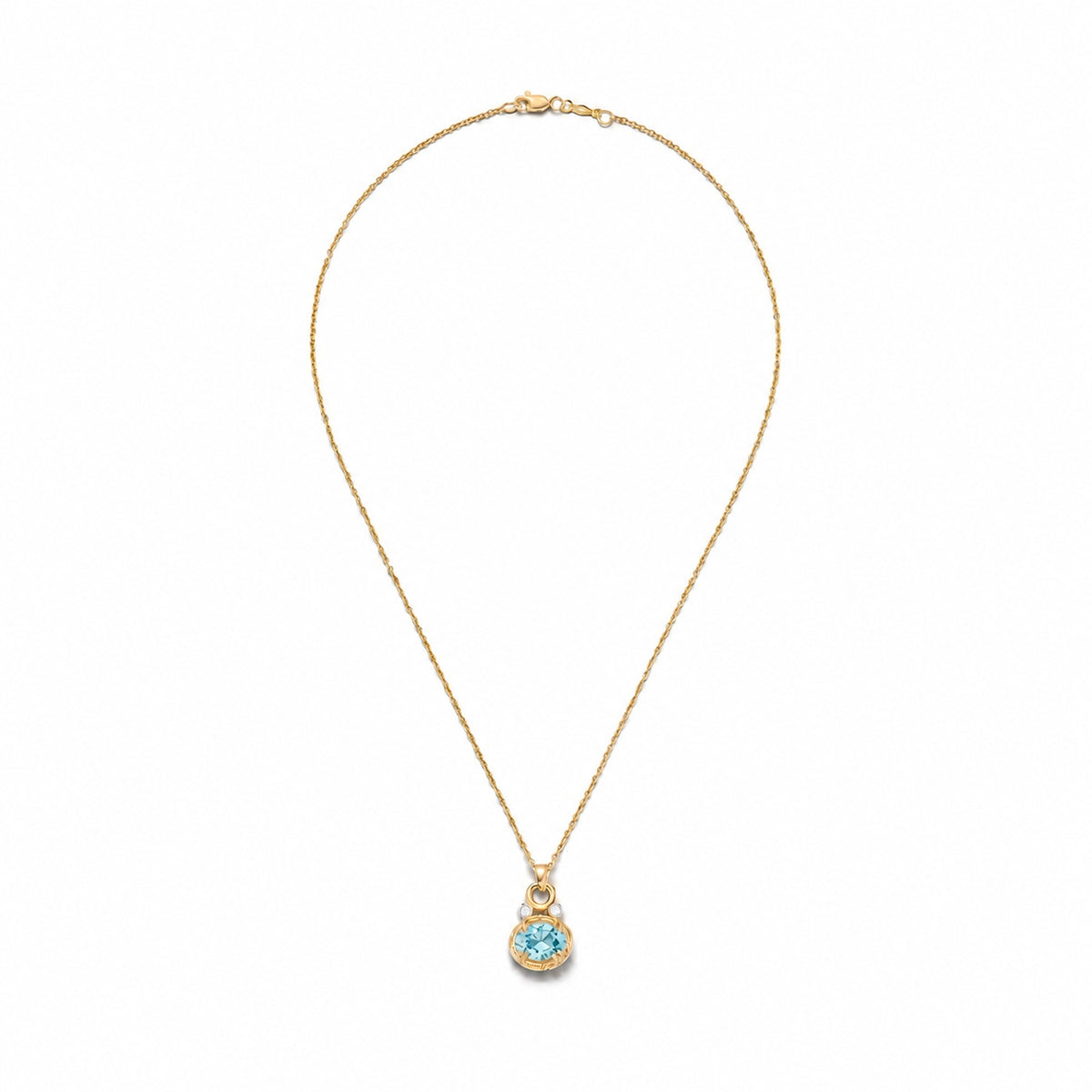 14K Gold 0.05 ct. tw. Dia. & 3.0CT 8x10mm Blue Topaz Oval Pendant Slide