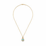 14K Gold 0.05 ct. tw. Dia. & 3.0CT 8x10mm Blue Topaz Oval Pendant Slide