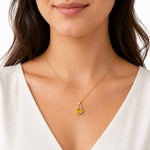 14K Gold 0.05 ct. tw. Dia. & 2.45CT 8x10mm Citrine Oval Pendant Slide