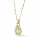 14K Gold 0.05 ct. tw. Dia. & 2.5CT 8x10mm Green Amethyst Oval Pendant Slide