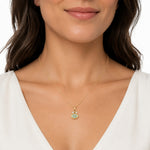 14K Gold 0.05 ct. tw. Dia. & 2.5CT 8x10mm Green Amethyst Oval Pendant Slide