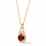 14K Gold 0.05 ct. tw. Dia. & 2.5CT 8x10mm Garnet Oval Pendant Slide