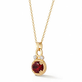 14K Gold 0.05 ct. tw. Dia. & 2.5CT 8x10mm Garnet Oval Pendant Slide