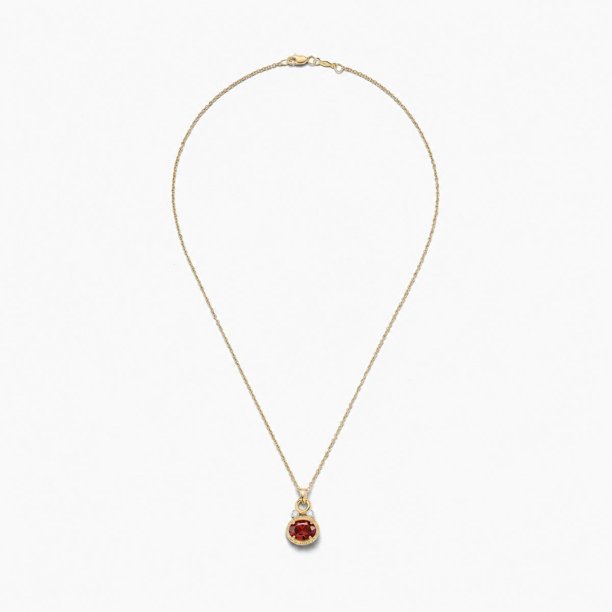 14K Gold 0.05 ct. tw. Dia. & 2.5CT 8x10mm Garnet Oval Pendant Slide