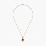14K Gold 0.05 ct. tw. Dia. & 2.5CT 8x10mm Garnet Oval Pendant Slide