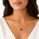 14K Gold 0.05 ct. tw. Dia. & 2.5CT 8x10mm Garnet Oval Pendant Slide
