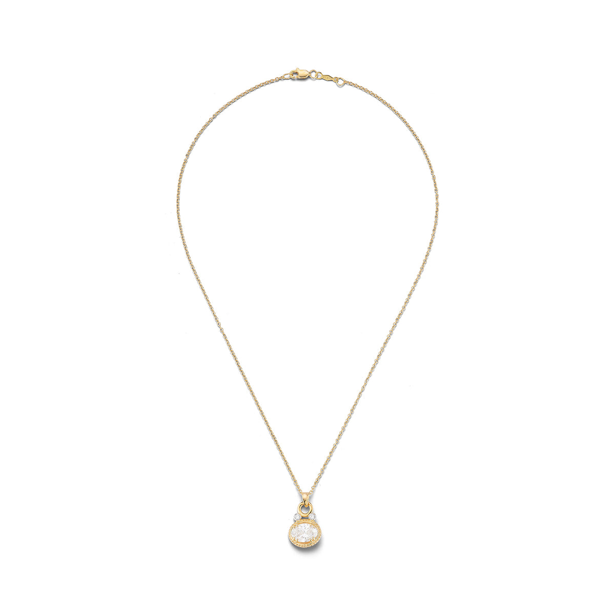 14K Gold 0.05 ct. tw. Oval Pendant Slide with 2.05 ct. tw. Lab Grown Diamond Center