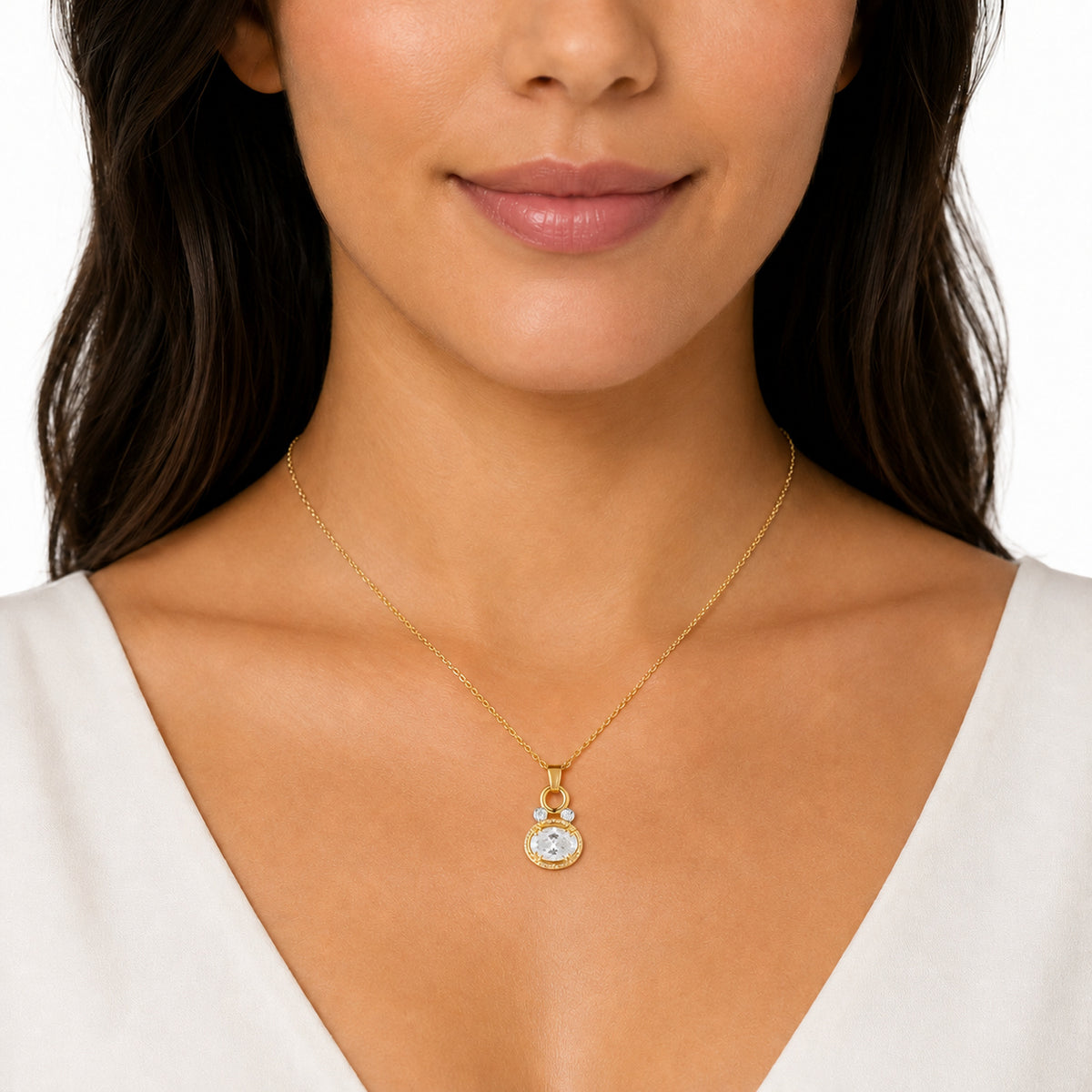 14K Gold 0.05 ct. tw. Oval Pendant Slide with 2.28 ct. tw. Lab Grown Diamond Center