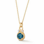 14K Gold 0.05 ct. tw. Dia. & 3.0CT 8x10mm London Blue Oval Pendant Slide