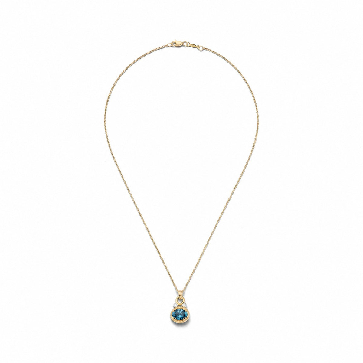 14K Gold 0.05 ct. tw. Dia. & 3.0CT 8x10mm London Blue Oval Pendant Slide