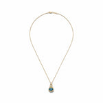 14K Gold 0.05 ct. tw. Dia. & 3.0CT 8x10mm London Blue Oval Pendant Slide