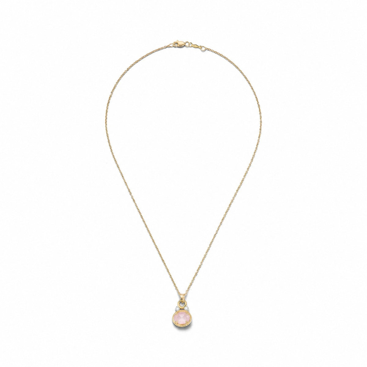 14K Gold 0.05 ct. tw. Dia. & 2.45CT 8x10mm Rose Quartz Oval Pendant Slide