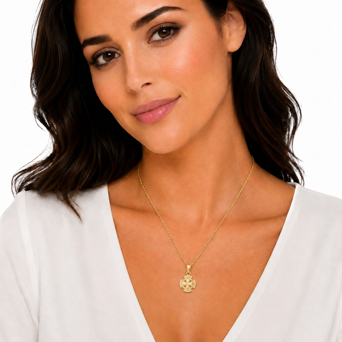 14K Gold 0.01 ct. tw. Jerusalem Cross Sliding Pendant