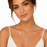 14K Gold Off-Center East-to-West Cross Necklace