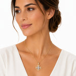 14K Gold 0.16 ct. tw. 18mm Jerusalem Cross Pendant