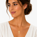 14K Gold Polish-Finished Sliding Cross Pendant