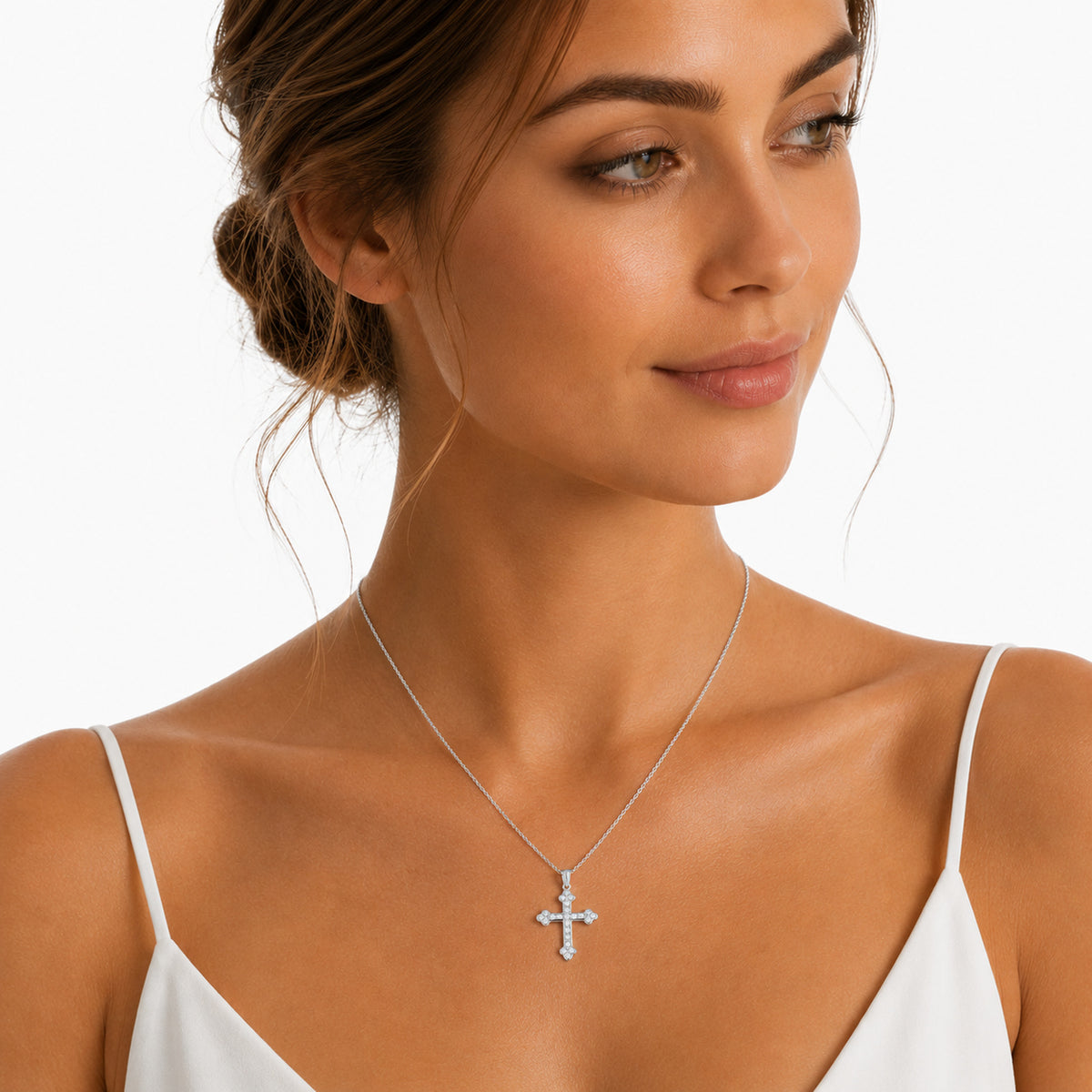 14K Gold 0.29 ct. tw. Sliding Diamond Cross Pendant