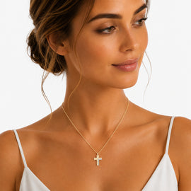 14K Gold 0.07 ct. tw. Cross Pendant
