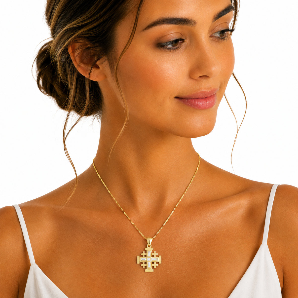 14K Gold 0.33 ct. tw. Jerusalem Cross Pendant