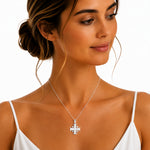 14K Gold Jerusalem Cross Sliding Pendant