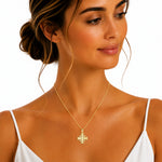 14K Gold Jerusalem Cross Sliding Pendant