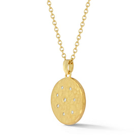 14K Gold 0.10 ct. tw. 18mm Round Hammered Pendant