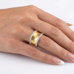 14K Gold 0.48 ct. tw. Hammered Cigar Ring