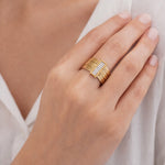 14K Gold 0.08 ct. tw. Hammered Cut-Out Ring