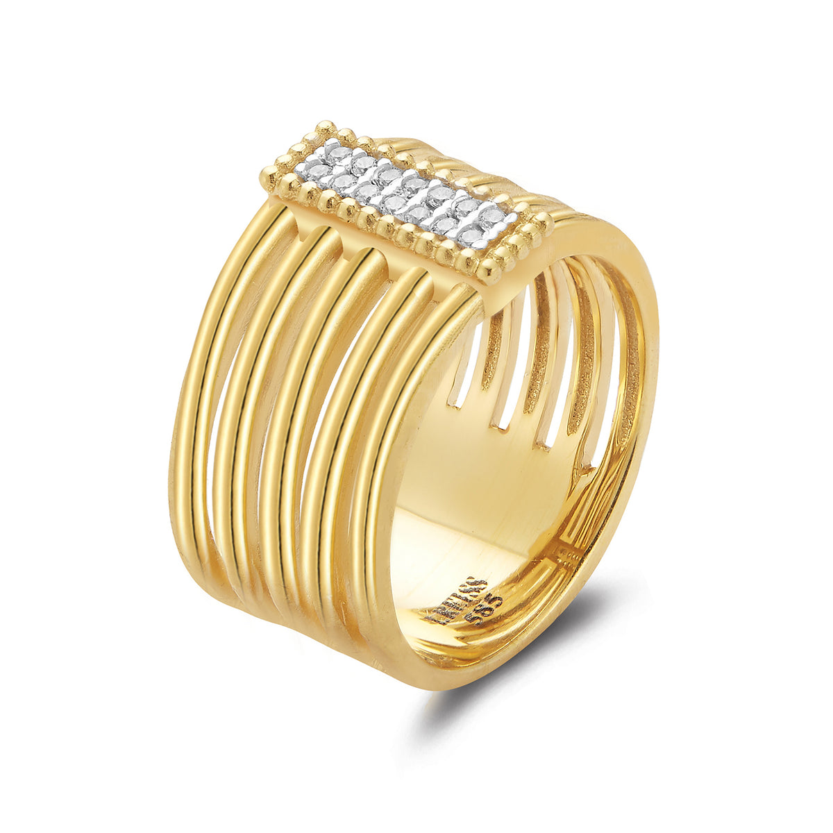 14K Gold 0.08 ct. tw. Hammered Cut-Out Ring