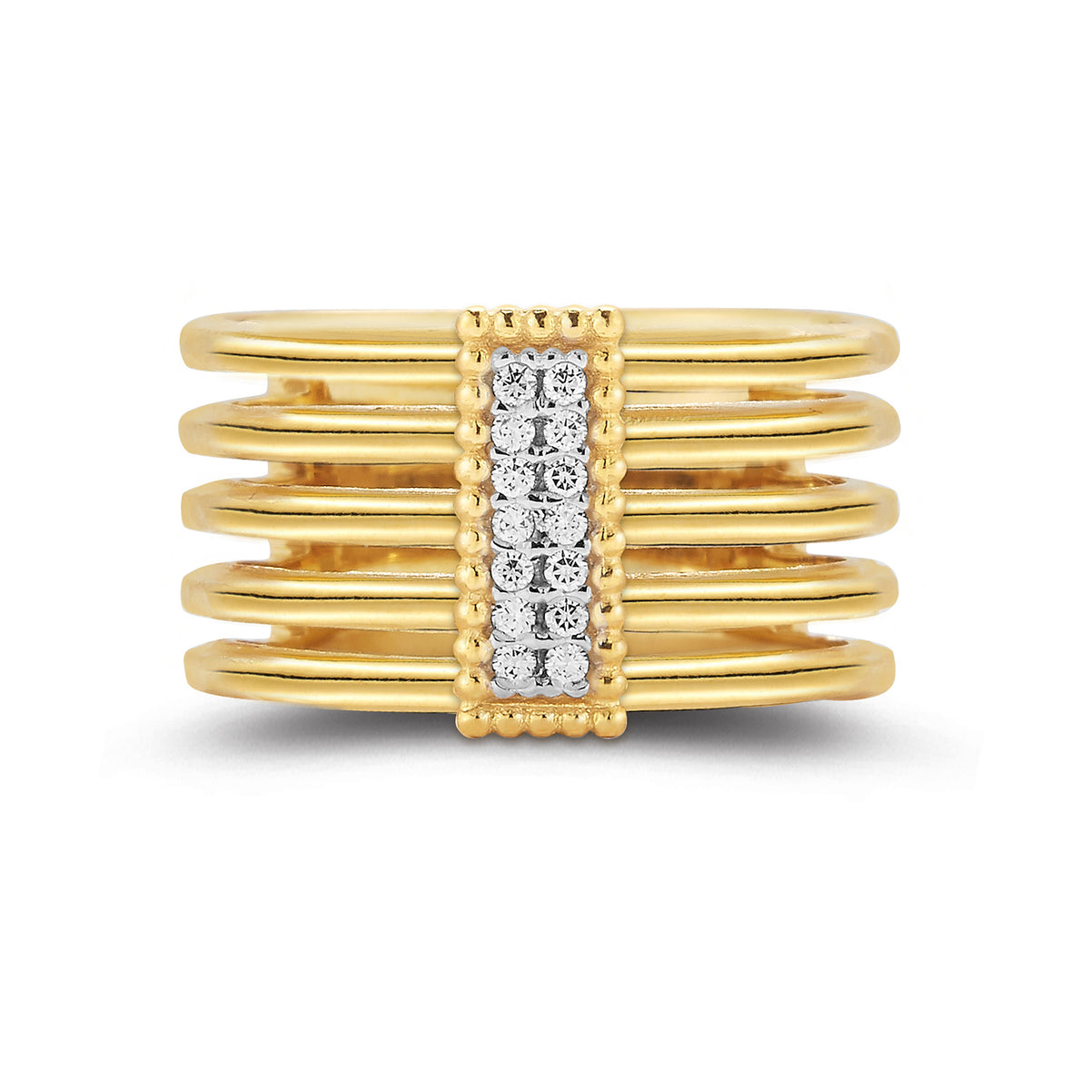 14K Gold 0.08 ct. tw. Hammered Cut-Out Ring