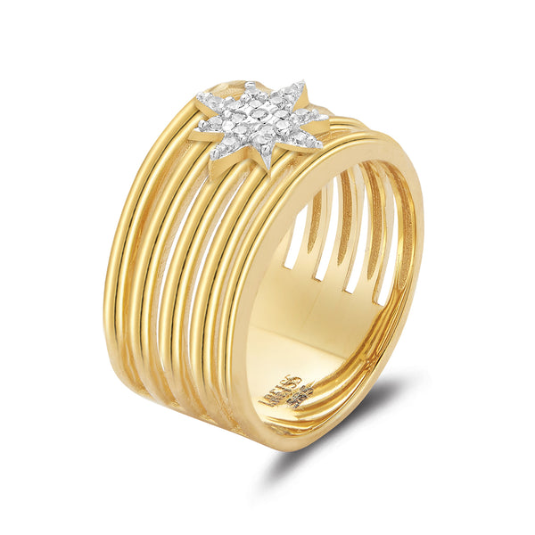 14K Gold 0.10 ct. tw. Cut-Out Star Motif Ring