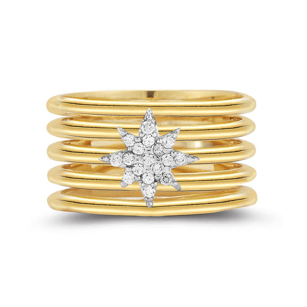 14K Gold 0.10 ct. tw. Cut-Out Star Motif Ring