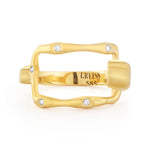 14K Gold 0.09 ct.tw. Open Rectangle Hammered  Ring