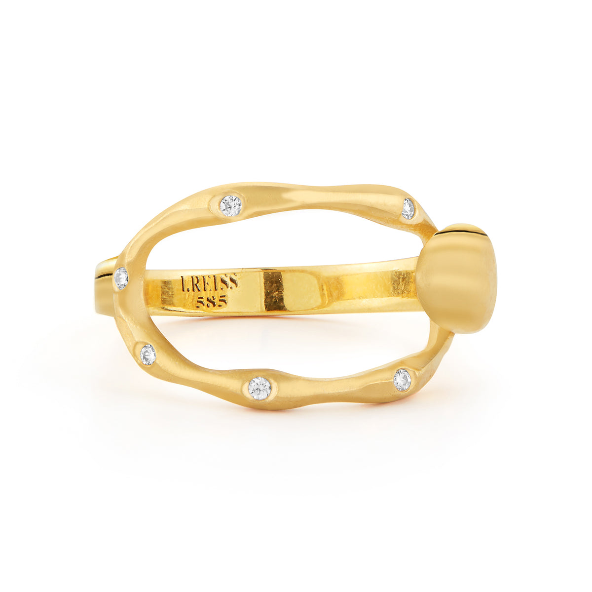 14K Gold 0.11 ct. tw. Open Oval Hammered Ring