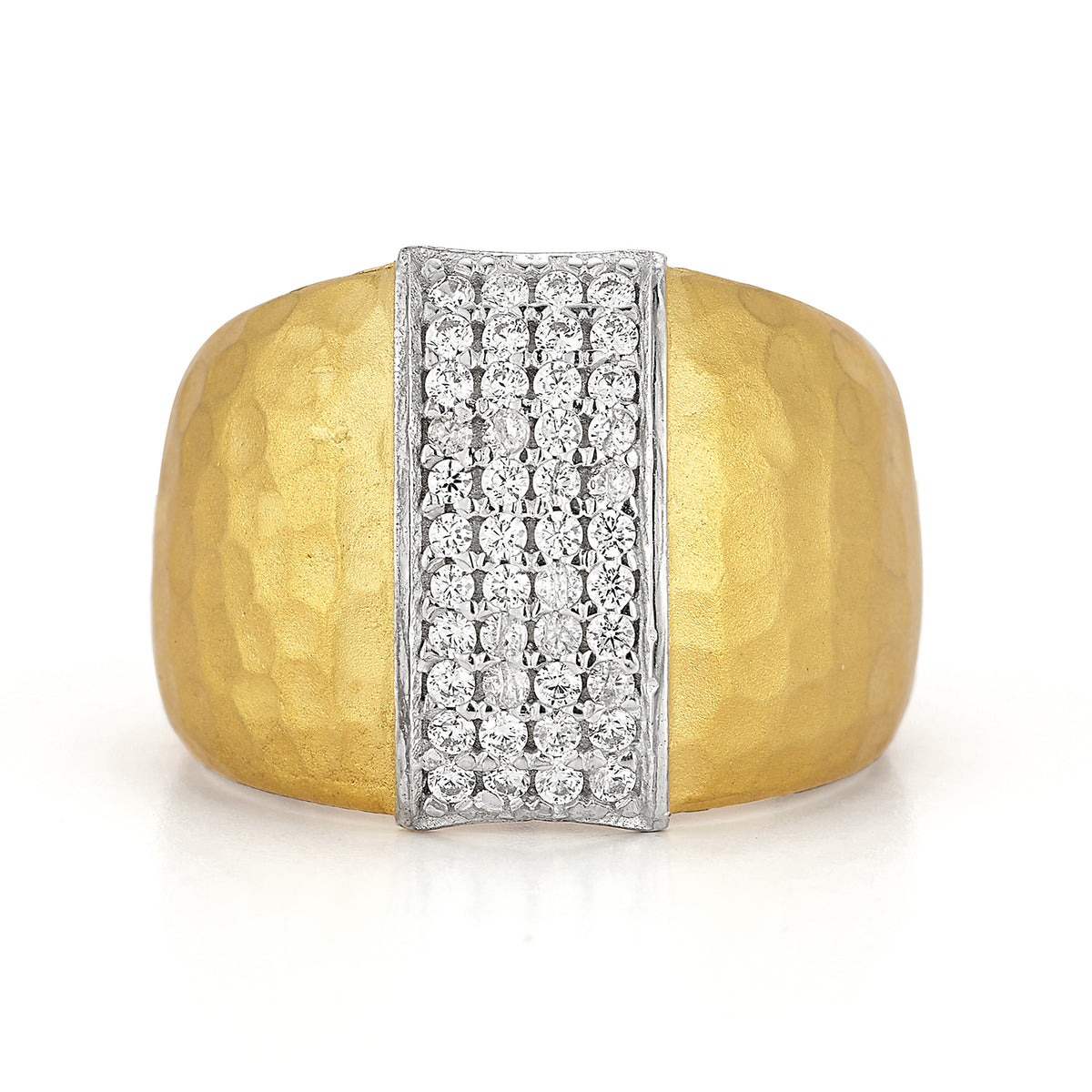 14K Gold 0.33 ct. tw. Domed Hammered Ring