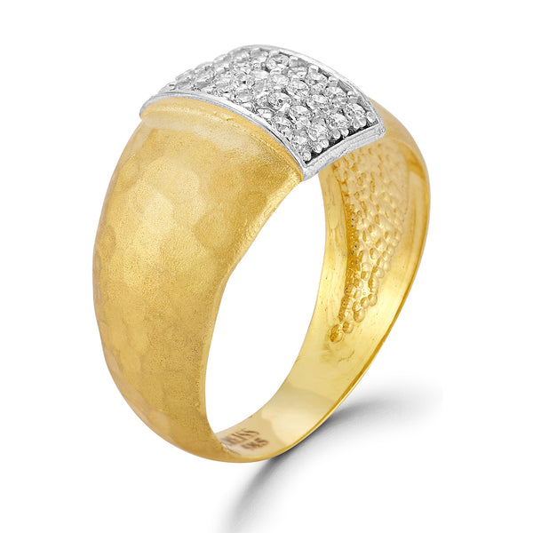 14K Gold 0.24 ct. tw. Domed Hammered Ring