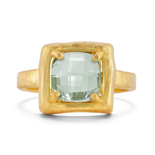 14K Gold 1.75CT Green Amethyst Cocktail Ring