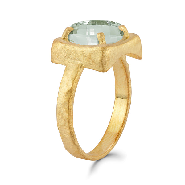 14K Gold 1.75CT Green Amethyst Cocktail Ring