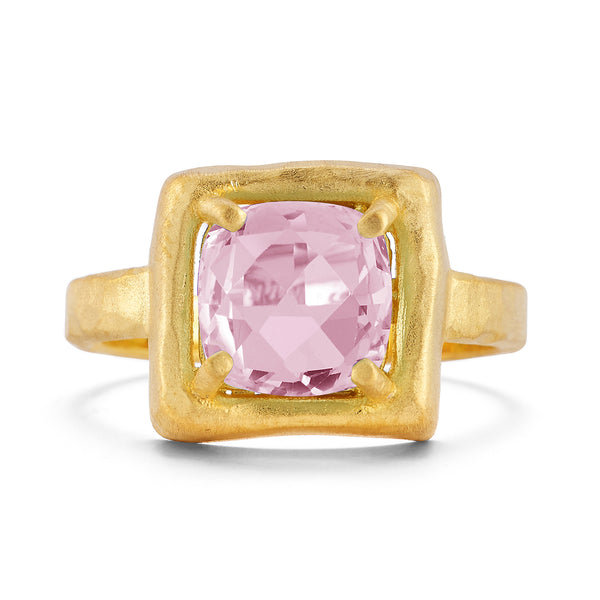 14K Gold 2CT 8mm Rose Quartz Cocktail Ring