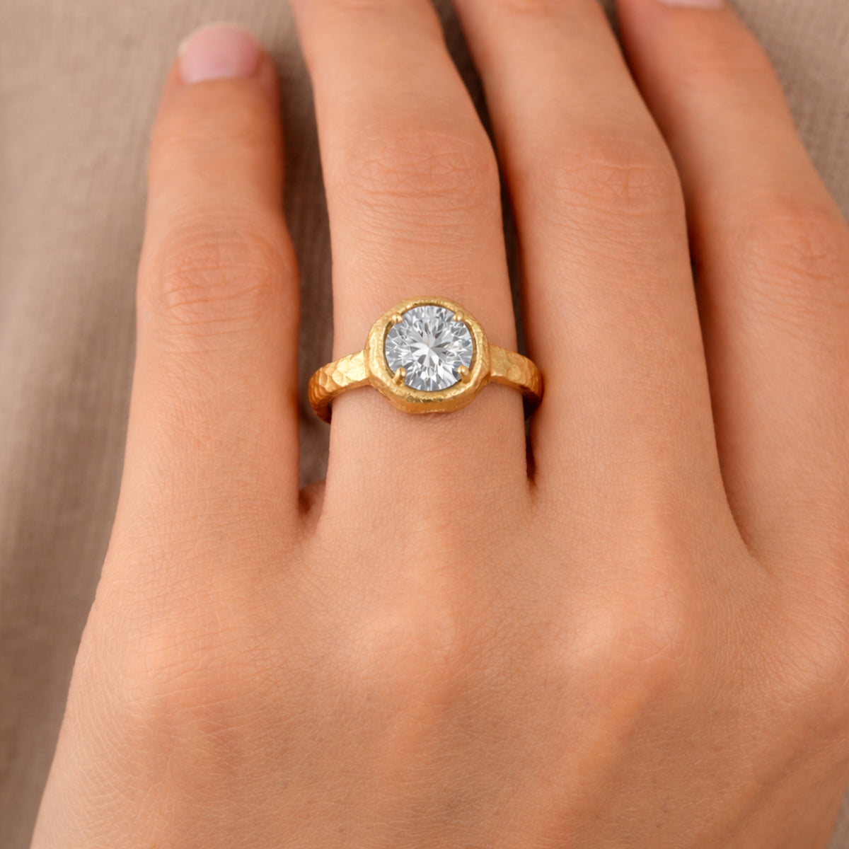 14K Gold 8mm 2.02 ct tw. Round-Shaped Diamond Ring