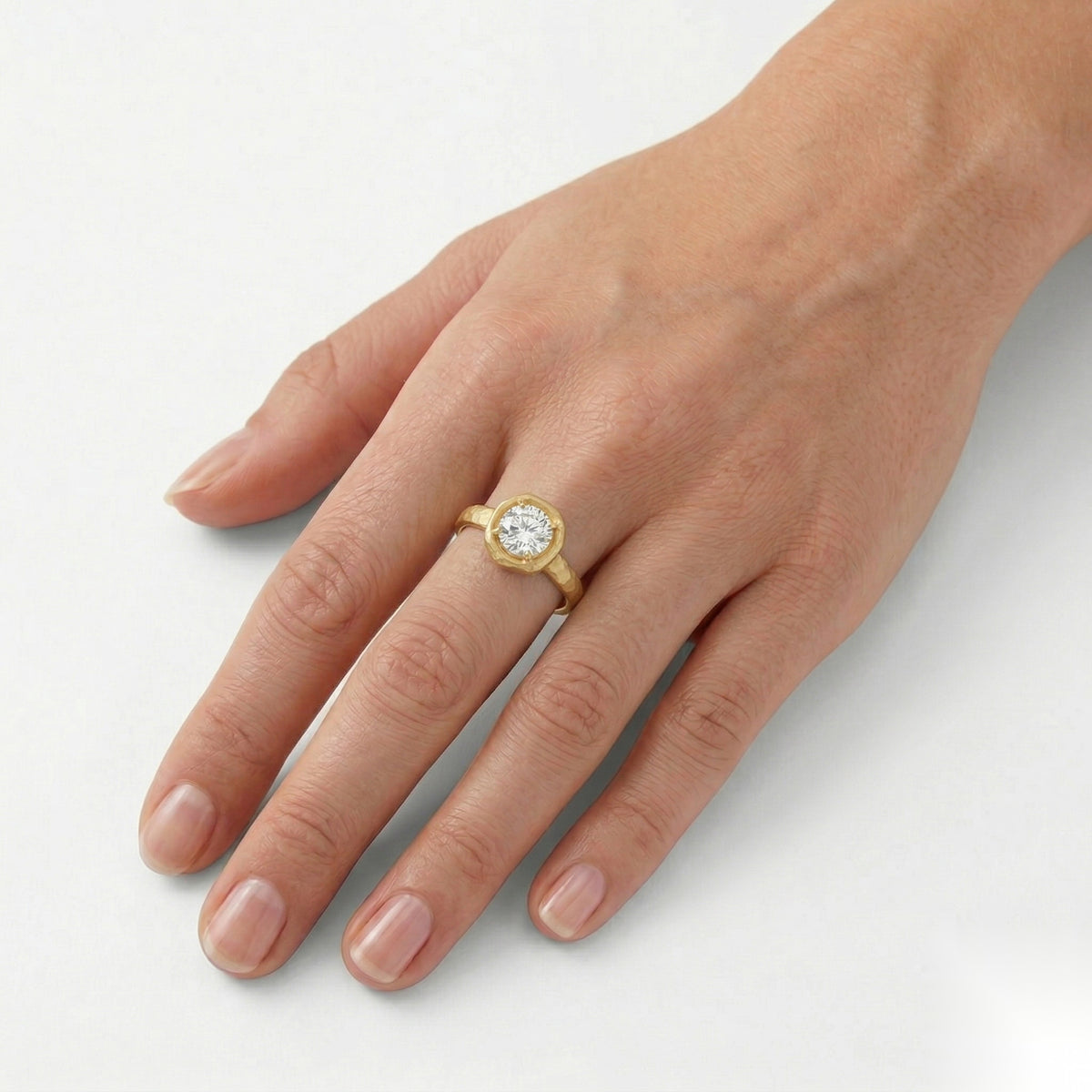 14K Gold 8mm 2.02 ct tw. Round-Shaped Diamond Ring