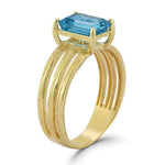 14K Gold 1.3CT 8x6mm 2.5CT Blue Topaz Cocktail Ring