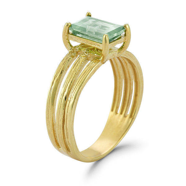 14K Gold 1.3CT 8x6mm 1.5CT Green Amethyst Cocktail Ring