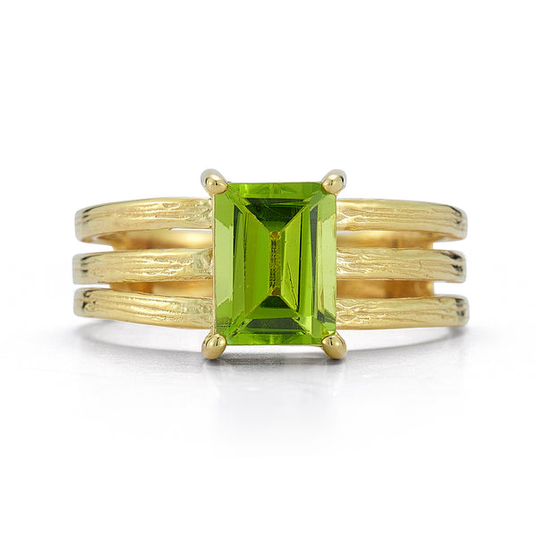 14K Gold 1.3CT 8x6mm 1.5CT Peridot Cocktail Ring