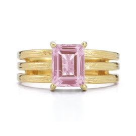 14K Gold 1.3CT 8x6mm 1.0CT Rose Quartz Cocktail Ring