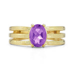 14K Gold 1.14CT Oval Amethyst Cocktail Ring