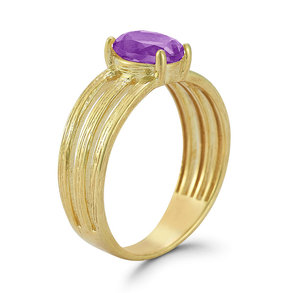 14K Gold 1.14CT Oval Amethyst Cocktail Ring