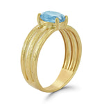 14K Gold 1.5CT Oval Blue Topaz Cocktail Ring